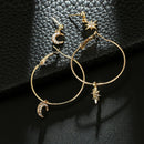 4X Bohemian Large Circle Earrings Ear Clip Crystal Moon Star Stud Jewelry LDU Nw