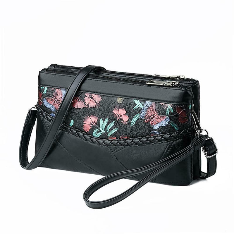 Casual Sheepskin Women Flower Print Shoulder Crossbody Clutch Bag (Style 2)