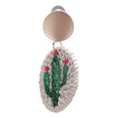 Fashion Jewelry Cactus Printed Braided Rattan Drop Earrings for Women