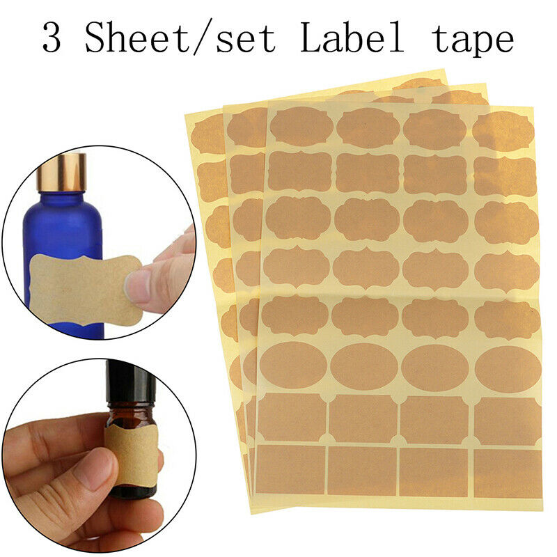 3 Sheets Empty Kraft Paper Essential Oil Perfume Bottle Roller Labels Stick FT