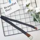 Men Casual Canvas Belt Elastic Rubber Concise Belt Metal Buckle Belt Blue w I4R4