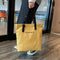 Canvas Women Shoulder Totes Bags Letters Large Shopping Handbags (Yellow)