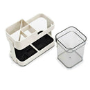 Toothbrush Dispenser Toothpaste Stand Holder Bathroom Storage Organizer White