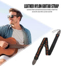 Guitar Strap Leather Nylon Adjustable Strap for Acoustic Guitar Bass Black