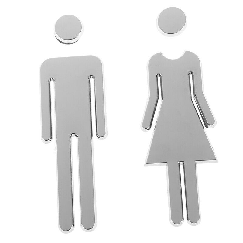 1 Set Toilet Door Sign Adhesive Plaque MEN and WOMEN Loo  Restroom Door Stick_