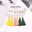 6 Pairs Ethnic Tassel Long Earrings Leaf Pineapple Ear Stud Women Jewelry A