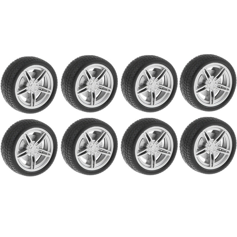 10pcs 1.9mm Shaft Plastic Wheel & 30mm Dia Rubber Tire Spare Parts for DIY Robot