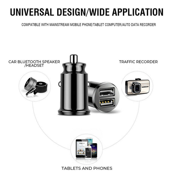 Mini Dual USB Car Charger Twin 3.1A 12V Universal Lighter Socket Adapter Plug