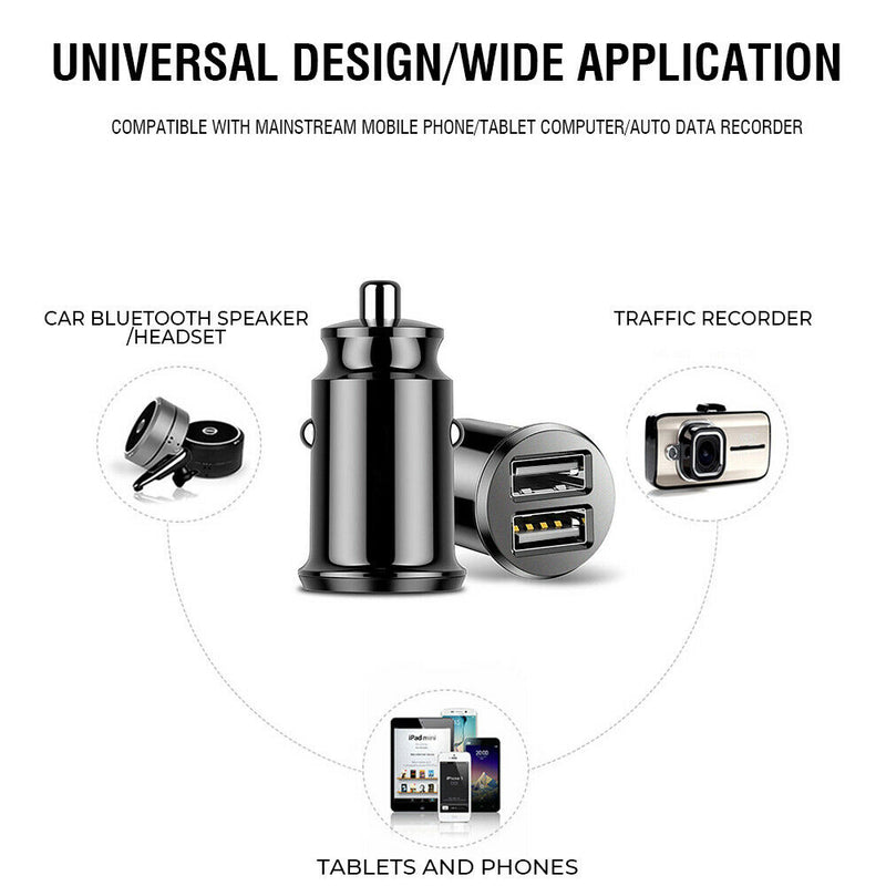 Mini Dual USB Car Charger Twin 3.1A 12V Universal Lighter Socket Adapter Plug