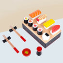 Realistic Food Sushi Selection Slicing Wooden Play Set Kitchen Food Toys