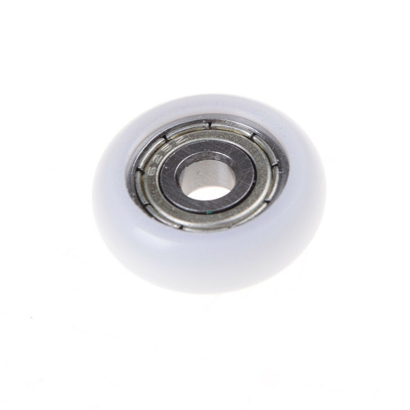 1 Nylon Plastic Carbon Steel Pulley Wheels Roller Groove Ball Bearing White JR