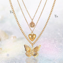 Multi Layer Butterfly Love Choker Pendant Women Necklace Long Sweater Chain