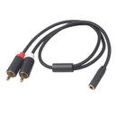1piece 3.5MM Stereo Audio Female To 2 RCA Male Line BLACK 3635F-04 40CM