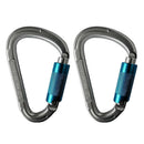 2pcs Carabiner Aluminum Screw Locking Spring Clip Hook Outdoor D Shaped Buckle