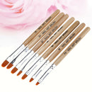 7pcs Wooden + Fiber Nail Art Gel Tips Extension Builder Brush Pen Tool Kit Set