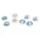 10PCs Natural Wooden Round Buttons Blue Nautical Design Sewing Accessories C8
