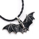 Mens Fashion Rope Enamel Pendant Halloween Vampire Bat Necklace Long Chain Black