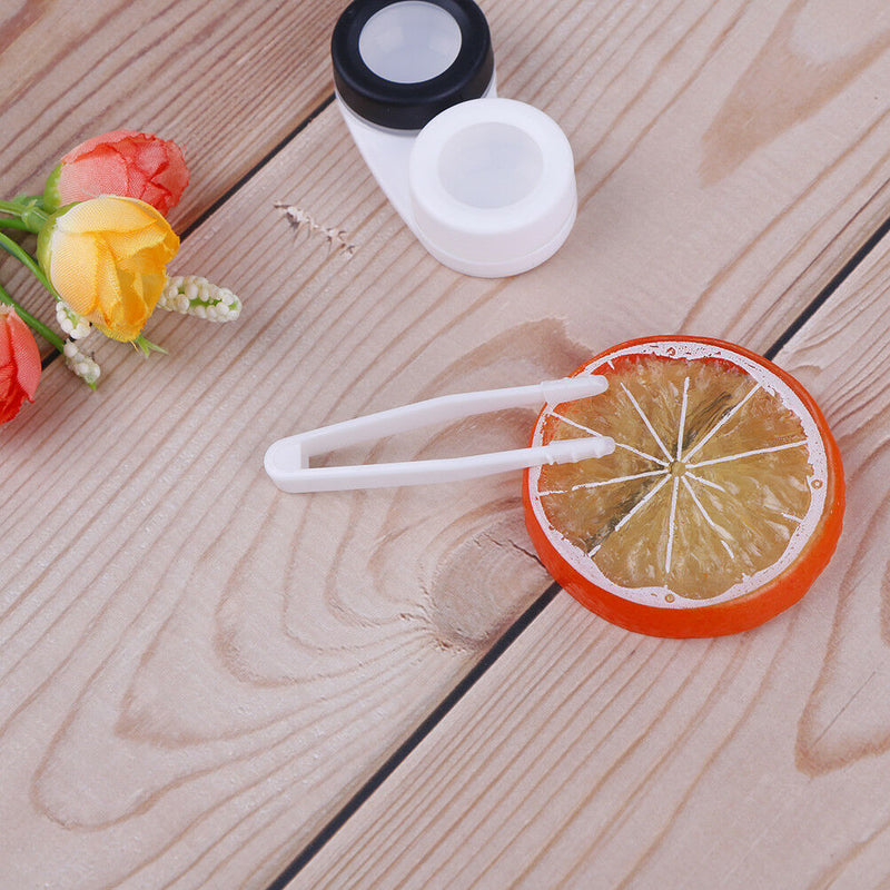 2XContact lens tweezers care travel clip clamp remover tool tips white kit A Gw