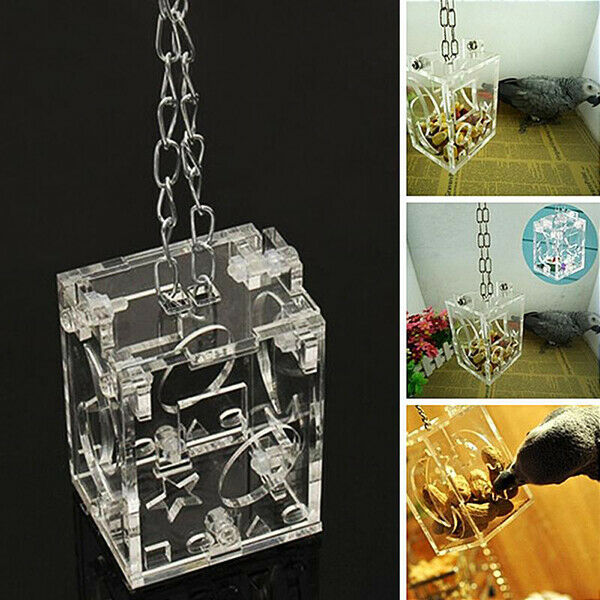 Parrot Feeding Box Pet Bird Foraging Feeder Boxes Hanging Cage Swing Chew T