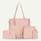 4pcs/set Litchi Pattern Women Shoulder Bags Clutch Totes Card Holder (Pink)
