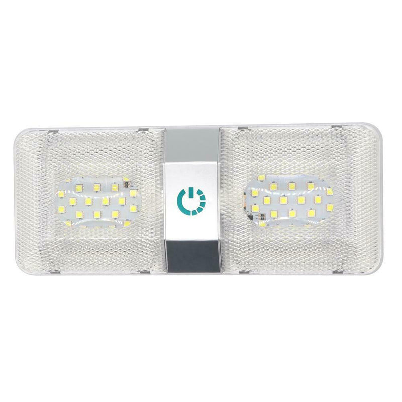 48 LED Double Dome Light Stepless Dimming Interior Reading Lamp for RV Marine