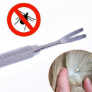 Floh-Haustier-Entferner-Zecken-Abbau-Werkzeug-Edelstahl-Doppelkopf Gabel-Pi R4A0