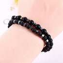 2X Men Natural Stone Bracelet Fashion Jewelry Matte Lava Volcanic Beads Bangle
