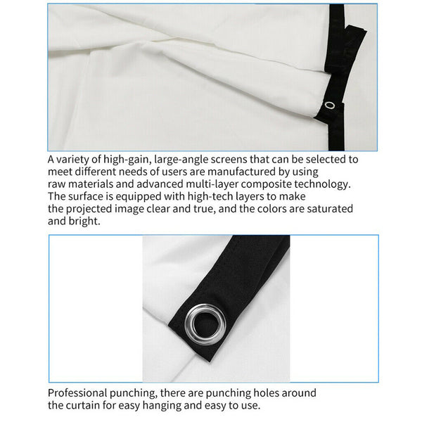 72" Projection Screen 16:9 High Contrast Collapsible Portable Projector Screen
