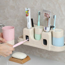 Automatic Toothpaste Dispenser + Toothbrush Holder Cup Wall Hanging Moun QTE