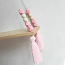 Wooden Wall shelf Hanging Tassel Children baby Nordic Style Wall Frame pink