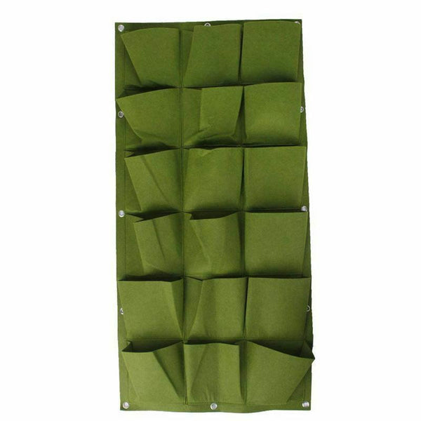 18 Pockets Plant Bag Wall Vertical Garden Hanging Pot Indoor Outdoor Green