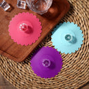 6pcs/set Silicone Heat Resistant Sealed Cup Lid Rhinestone Non-slip Mug Cap
