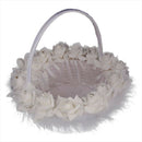 White Basket Romantic Bowknot Silk Cloth Wedding Ceremony Party Rose Flowe BQK