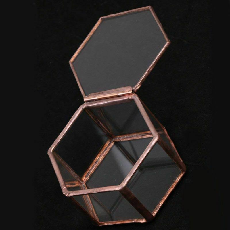 Geometric Glass Terrarium Box Jewelry Box Glass Succulent Plant Pot Deco He