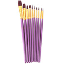 10Pcs purple paint brush set Nylon watercolor acrylic oil drawing art suppliesOZ