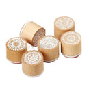6X Pop Assorted Wooden Rubber Stamp Round Shape Handwriting Floral Flower CraftZ