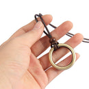 Simple Vinatge Round Pendant Necklace Punk Jewelry for Women Men Leather Chain