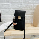 Women Touch Screen Mobile Phone Pouch PU Splicing PVC Crossbody Bag (Black)