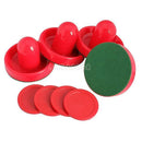 4Pcs Air Hockey Table Goalies with 4pcs Puck Felt Pusher Mallet Grip Red