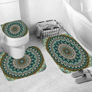 4Pcs Home Bathroom Decor Set Green Mandala Pattern Toilet Seat Cover Bath M