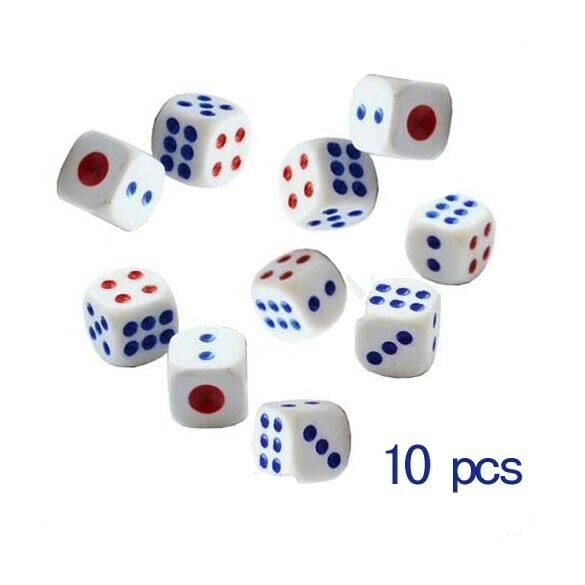 10pcs White Acrylic Round Corner Dice 6 Sided Die Portable Table Games Dice