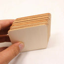 10x Unfinished Square Wood Base Wooden Plaque Cutout Kids DIY Painting Board