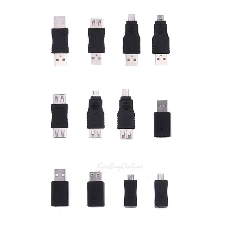 12pcs OTG F/M USB Male to Female Micro USB Mini Changer Adapter Converter 5 Pin