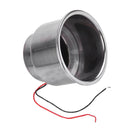 2pcs 2V 8 LED Light Cup Drink Holder Stainless Steel Marine Boat Car Truck Blue