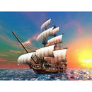 5D DIY Diamond Painting boat Scenery Cross Stitch Needlework Ship Diamond E