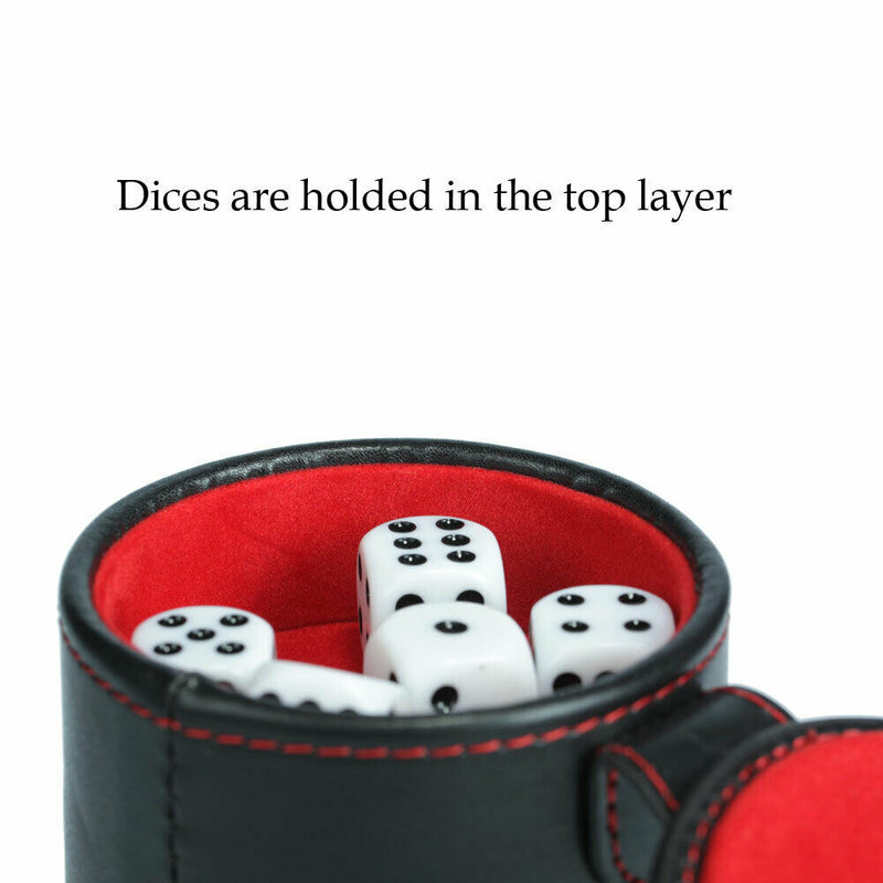 Leather Dice Cup Set Shaker with Dot Dices for Pack Portable Party Games