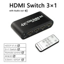 3 Input x 1 Output 4K 4:4:4 HDMI Video Switcher Splitter Adapter w/ 3.5mm Cable