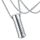 Screw Whorl Stainless Steel Urn Keepsake Pendant Chain Necklace Mens Gift
