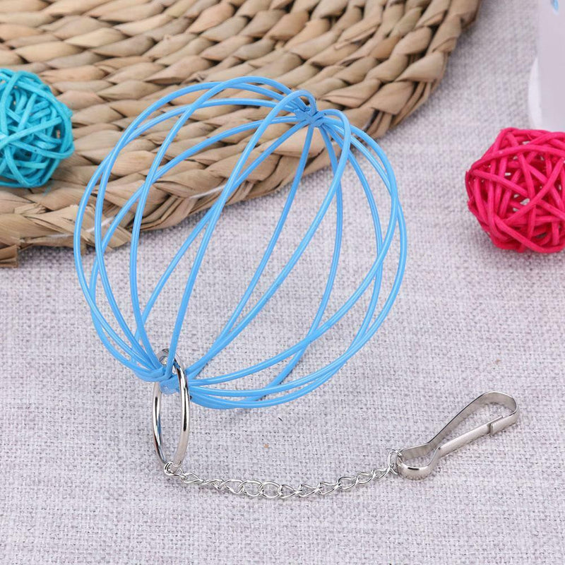 Stainless Steel Plating Pet Hay Manger Food Ball Rabbit Grass Rack (Blue)