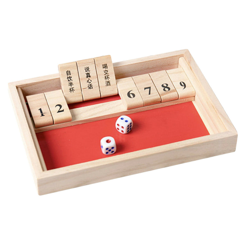 Classic 9 Numbers Wood Shut The Box with Dice Board Game for Adults Drinking